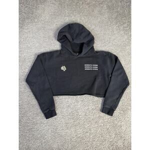 DARC SPORT Hoodie Womens S Black Cropped Memento Vivere Fleece Graphic